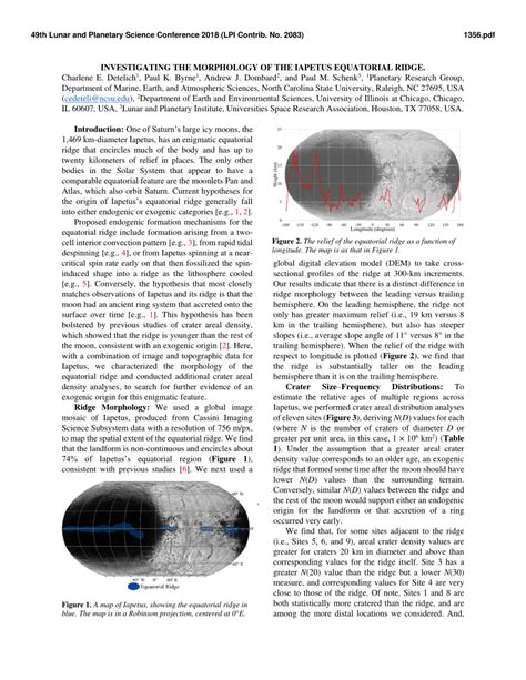 (PDF) INVESTIGATING THE MORPHOLOGY OF THE IAPETUS EQUATORIAL RIDGE