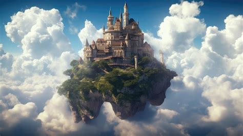 Premium AI Image | Castle in the sky wallpaper