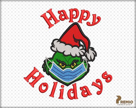 Grinch Embroidery Design Grinch Face Embroidery Designs the | Etsy