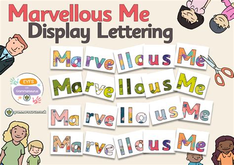 EYFS All About Me - Marvellous Me - Display Lettering - Grammarsaurus