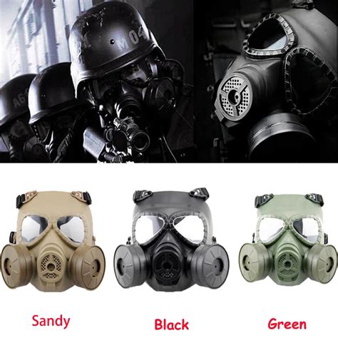 Tactical Protection Masks Full Face Airsoft Resin Mask With Double Fan For CS Cosplay Paintball ...