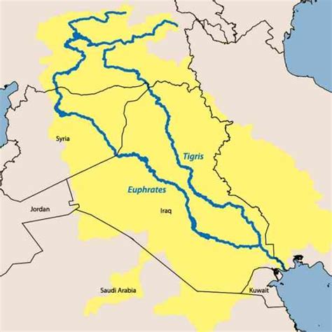 Map Of The Tigris And Euphrates River - HolidayMapQ.com