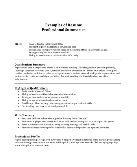 FREE 7+ Resume Summary Samples in PDF | MS Word