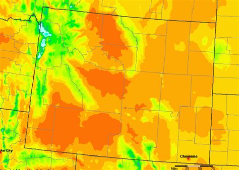 Wyoming, United States Average Annual Yearly Climate for Rainfall-Precipitation, Mean Average ...