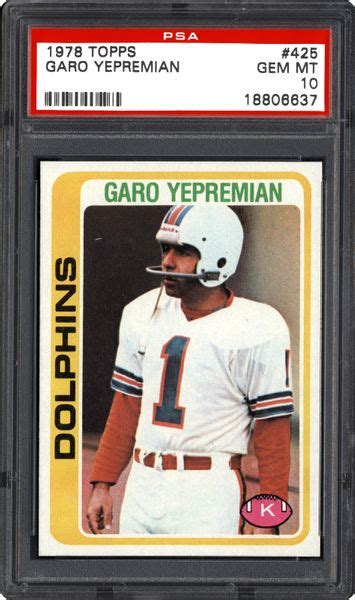 1978 Topps Garo Yepremian | PSA CardFacts®