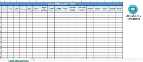 Social Media Spreadsheet Audit | Templates at allbusinesstemplates.com