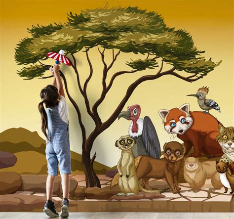 Jungle animals mural wallpaper - TenStickers