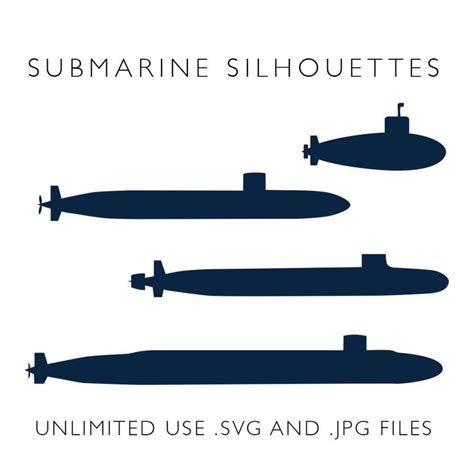 Submarine Silhouettes - Digital Download | Us navy submarines ...