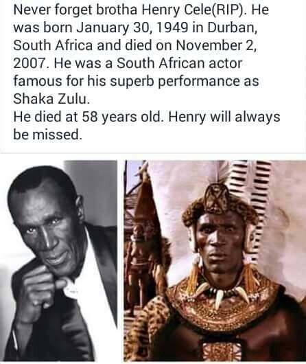 Henry Cele, South African Actor (Shakazulu) | Black history facts ...