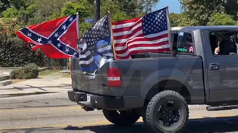 Parade of Trucks with Trump, Confederate Flags Blaze Down L.A. Streets