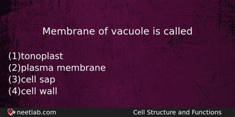 Membrane of vacuole is called - NEETLab