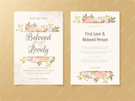 Premium Vector | Floral Wedding Invitation Template