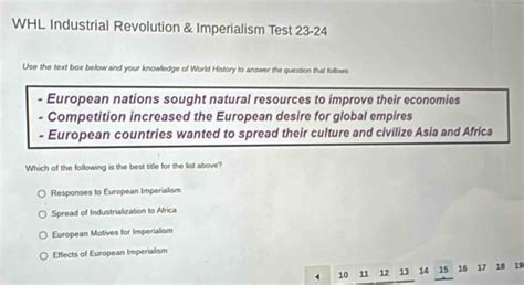 Solved: WHL Industrial Revolution & Imperialism Test 23-24 Use the text ...