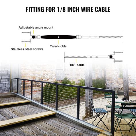 VEVOR VEVOR T316 Stainless Steel Cable Railing Kit Wire Railing Fit 1/8" Cable, 8 Sets | VEVOR AU