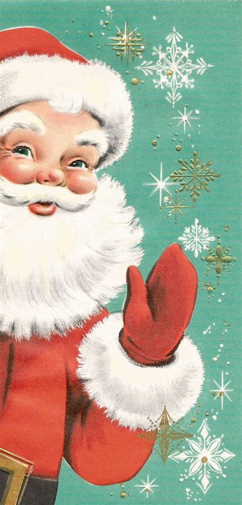 Vintage retro Santa Claus Christmas card digital download | Etsy | Vintage christmas cards ...