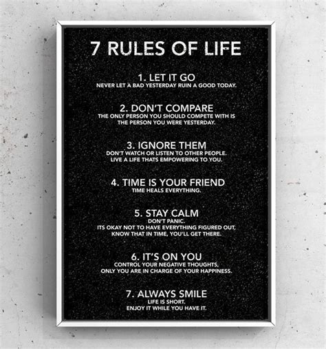 Rules of Life Inspirational Wall Art Motivational Wall Art Sports ...