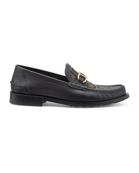 Fendi Leather O-lock Loafers in Black for Men | Lyst