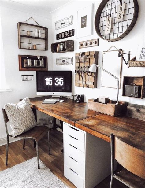 Rustic Wall Decor in Industrial Home Office Design via ...