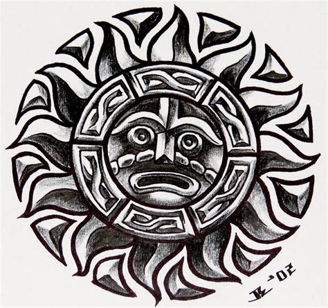 Aztec Sun And Moon Tattoo - Printable Calendars AT A GLANCE