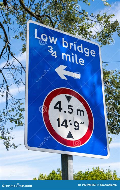 Sign with Height Restriction Warning of Low Bridge Ahead Upton Wirral May 2020 Editorial Stock ...