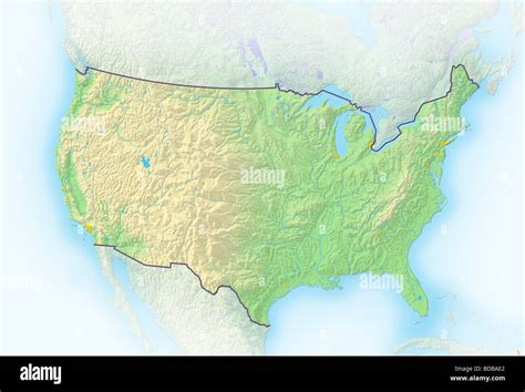 United States, shaded relief map Stock Photo - Alamy