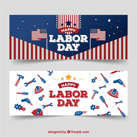 Free Vector | Classic labor day banners with flat design