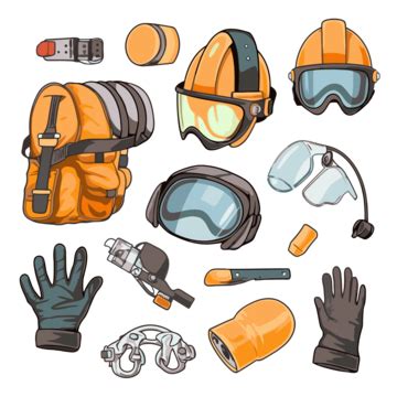 Safety Equipment Vector, Sticker Clipart Safety Elements Set With ...