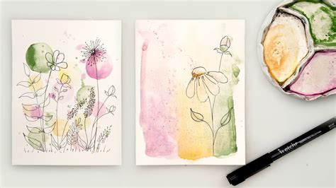 Watercolor cards - easy DIY ink and wash cards for beginners - YouTube