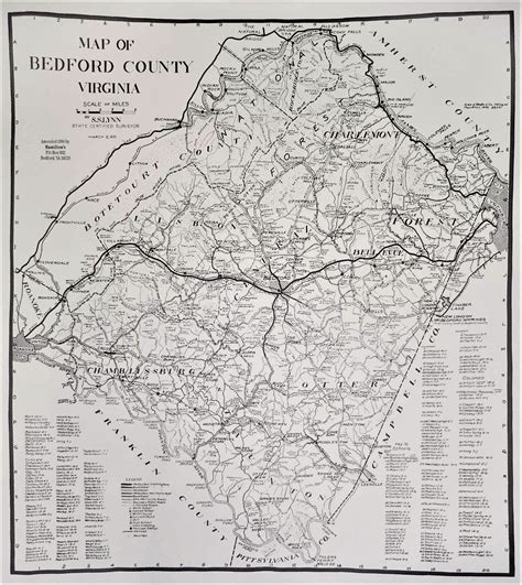 1931 S. S. Lynn Map of Bedford County 22x19in Square - Bedford Museum & Genealogical Library