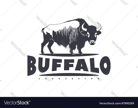 Vintage graphic logo powerful standing buffalo Vector Image