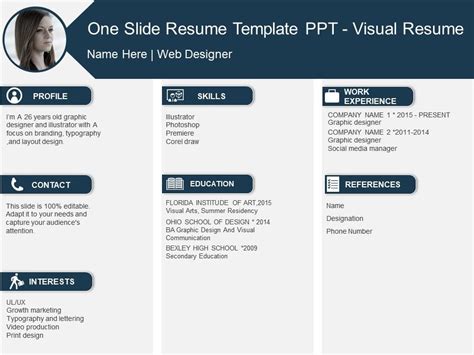 One Slide Resume Template Ppt Visual Resume | PowerPoint Templates ...