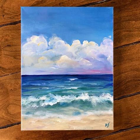 Small Beach Painting. Mom Day Gift. Florida Ocean Canvas. - Etsy | Ocean painting, Landscape ...