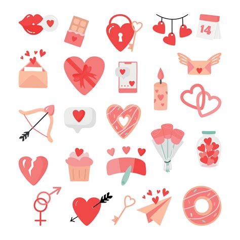 Vector illustration with cute stickers pack in cartoon style with love ...