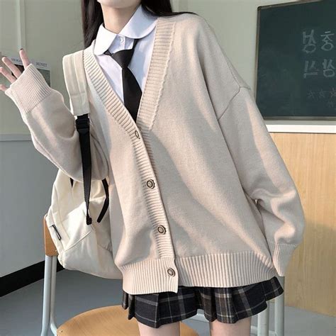 7.99Us $ 50% Off|Japanese Fashion College Jk Loose V-Neck Cardigan 2020 New Sweater Female ...