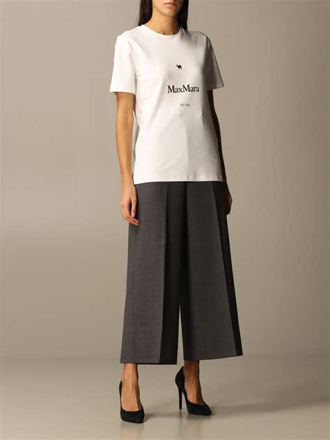 MAX MARA: cotton t-shirt with logo | T-Shirt Max Mara Women White | T ...