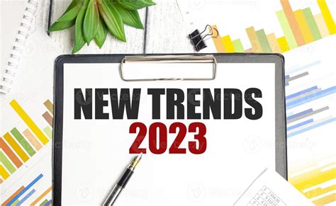 TRENDS 2023 text on paper with charts and pen 17676779 Stock Photo at ...