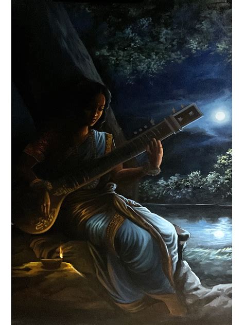 Goddess Saraswati | Painting by MK Goyal | Exotic India Art