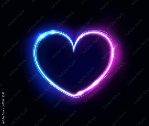 Neon heart sign or frame. Happy Valentine neon lights heart design ...