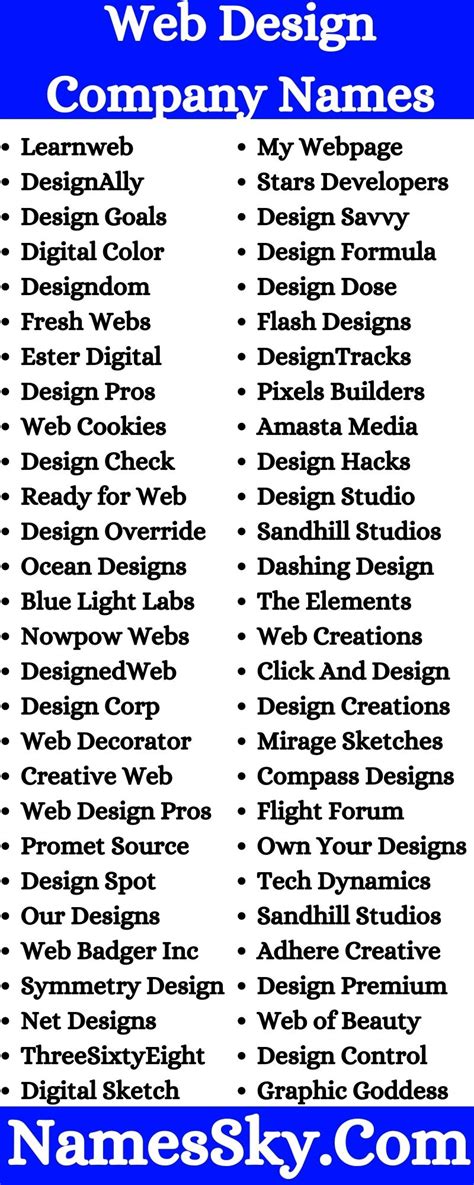 Best Client Friendly Web Design Company Names Ideas