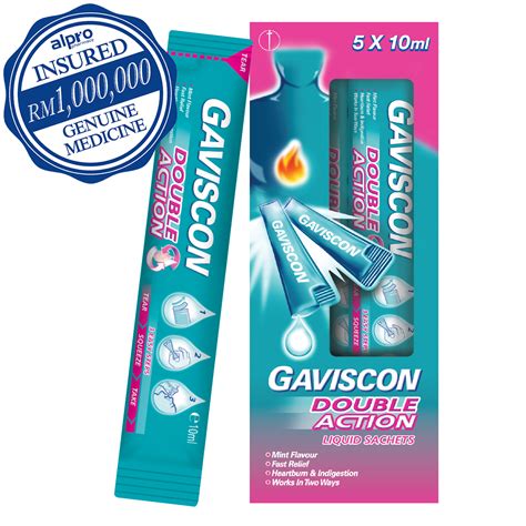 Gaviscon Double Action (sachet) 10ml 5s - Alpro Pharmacy