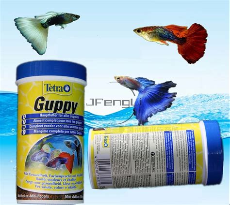 Tetra Guppy flakes tropical small fish food canister feeder aquarium ...