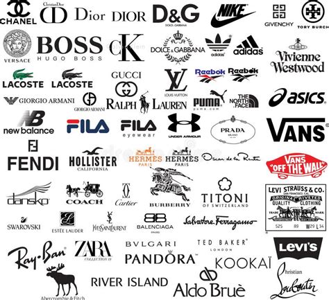 Logos De Marques De Vêtements Haut De Gamme. Ensemble De 50 Logo ...