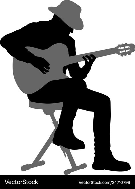 Silhouette musician plays the guitar on a white Vector Image