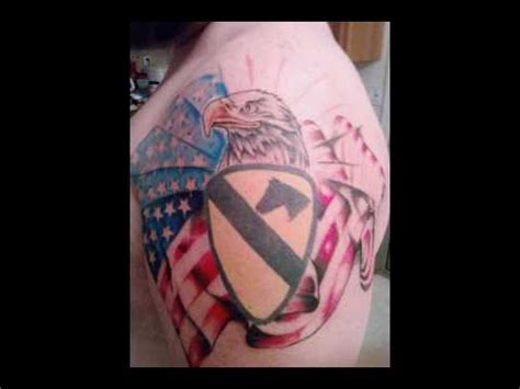 Eagle, Flag, and 1st Cav Tattoo - YouTube