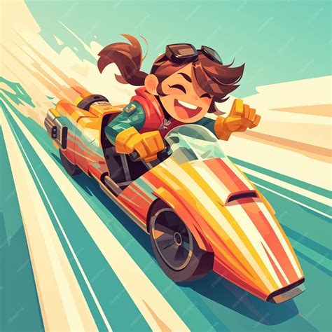 Premium Vector | A Bakersfield girl goes velomobile racing in cartoon style