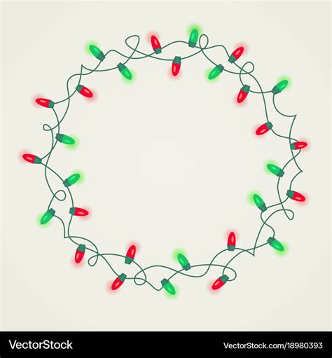 Wreath of green and red christmas lights Vector Image