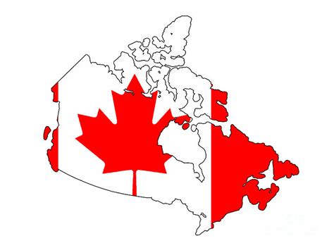 Canada Isolated Outline With Flag Digital Art by Bigalbaloo Stock - Pixels