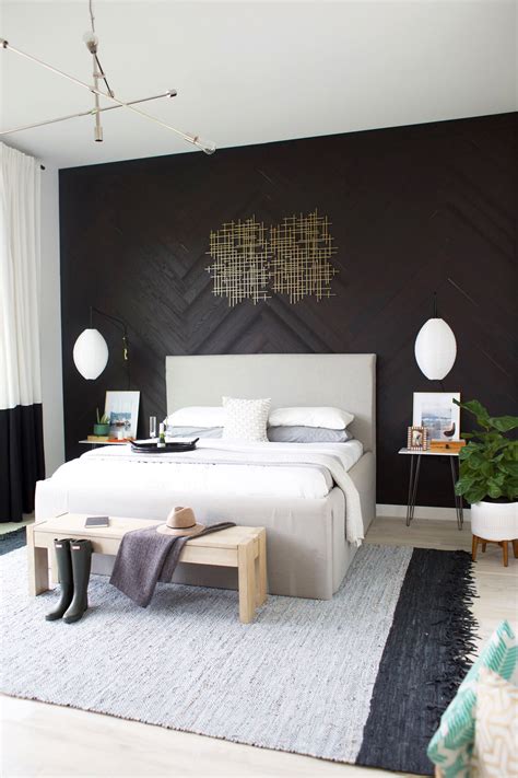 Master Bedroom Reveal + DIY Herringbone Wall with Stikwood — Kristi Murphy | DIY Blog