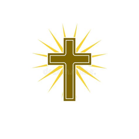 Christian Cross with Sun Rays Icon Isolated on White Background Stock ...