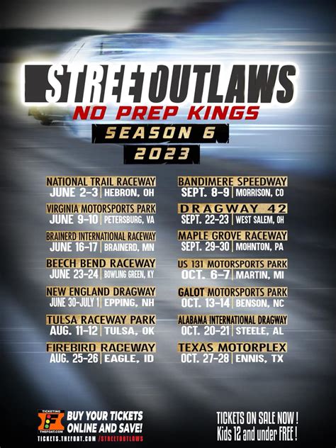 STREET OUTLAWS NO PREP KINGS 2023 SEASON 6 SCHEDULE - No Prep Racing